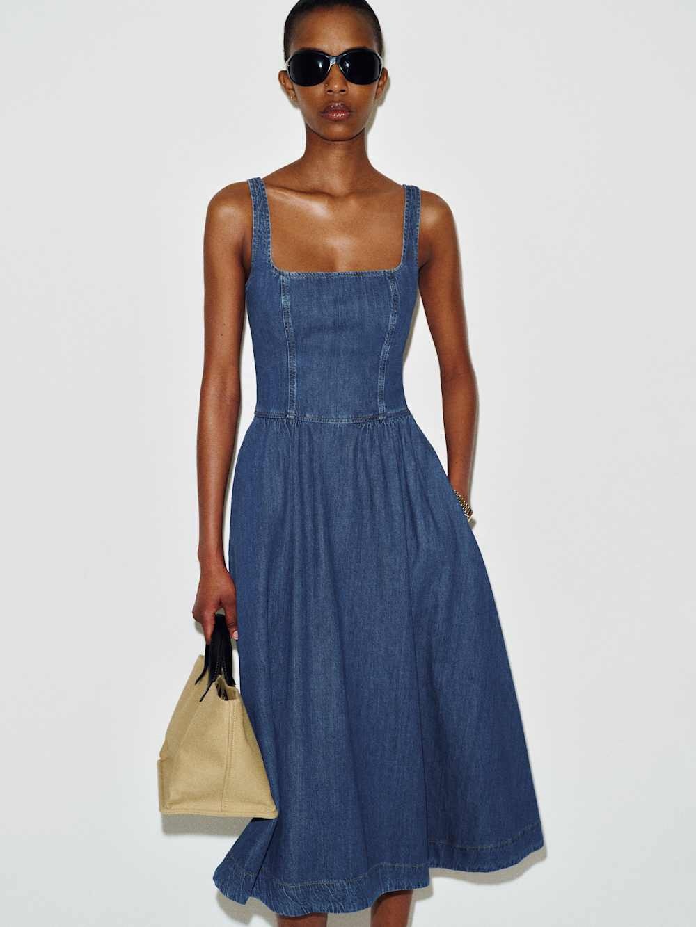 Reformation Janu Denim Midi Dress, size 8